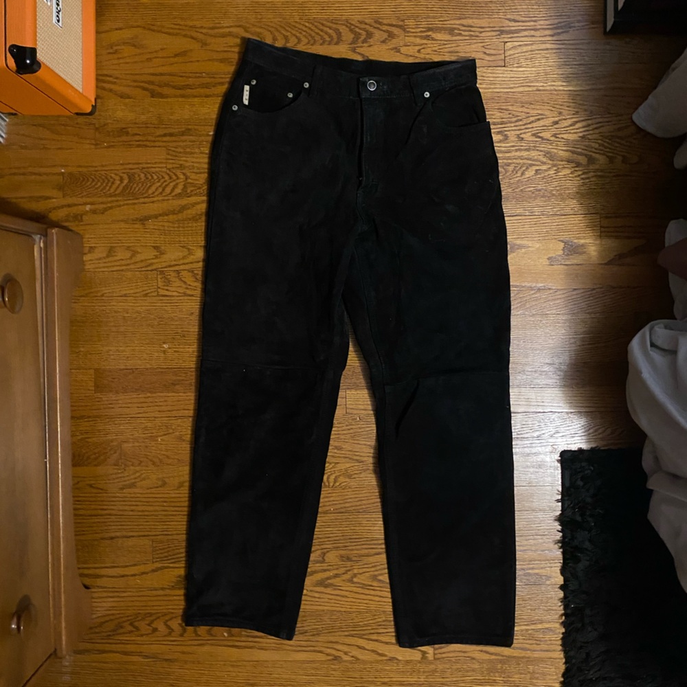 Men's Black Suede Pants
